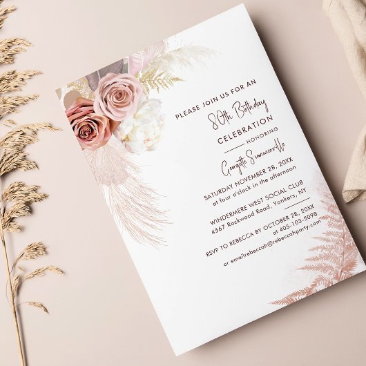 テラコッタパンパスグラス80thバースデーパーティー 招待状