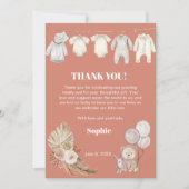 テラコッタパンパスボホキュートベアーベイビーシャワー サンキューカード (正面)