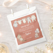 テラコッタパンパスボホキュートベアーベイビーシャワー フェイバーバッグ (クリップ留めされた状態)