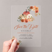 テラコッタパンプキンウェディング日付を保存 アクリル招待状 (インサイチュ (ポータブル))