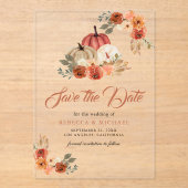 テラコッタパンプキンウェディング日付を保存 アクリル招待状 (正面)