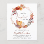 テラコッタパンプキンウォーターカラーベビーシャワー招待状 (正面)