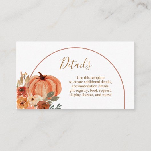 テラコッタパンプキンボホアーチフローラ詳細 エンクロージャーカード (正面)