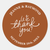 テラコッタパーソナライズされた我々ありがとう結婚式の引き出物 ラウンドシール (正面)
