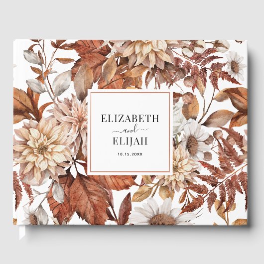 テラコッタパーソナライズされた秋秋の結婚式 ゲストブック (正面)