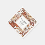 テラコッタパーソナライズされた秋秋の結婚式 スタンダードカクテルナプキン (角)