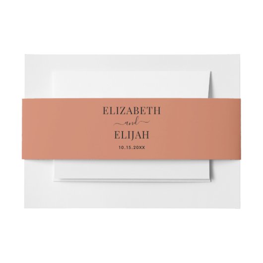 テラコッタパーソナライズされた秋秋の結婚式 招待状ベリーバンド (正面例)