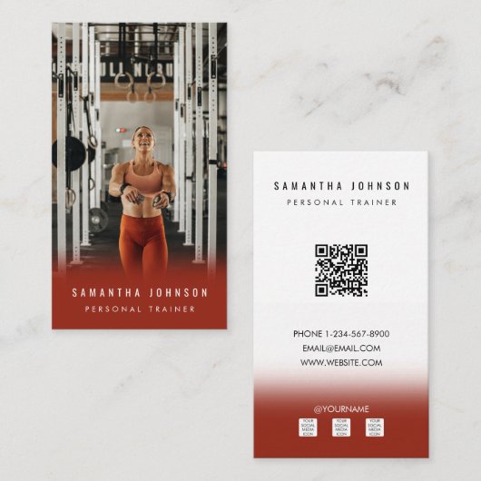 テラコッタパーソナルトレーナーフィットネスアスリート写真 名刺 (正面/裏面)