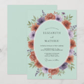 テラコッタパープルのリースの結婚式 招待状 (正面/裏面)