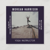 テラコッタパープルウォーターカラーフォトヨガインストラクター スクエア名刺 (裏面)