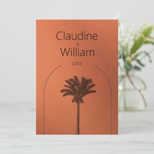テラコッタパームエレガントウェディングリハーサルディナー 招待状 (スタンド正面)
