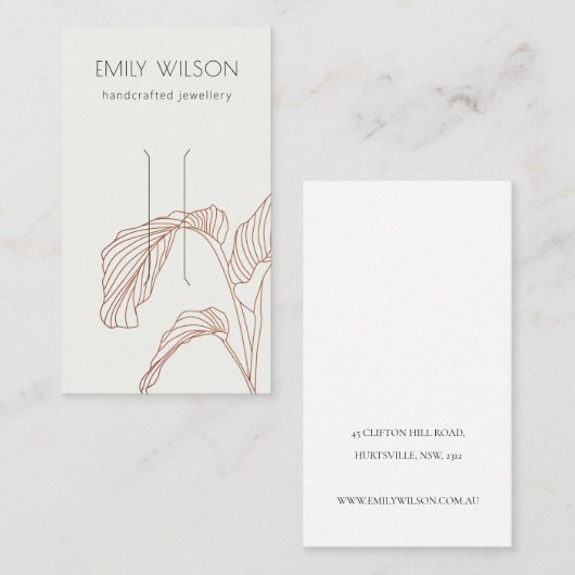 テラコッタパームリーフィスケッチヘアクリップディスプレイ 名刺 (正面/裏面)