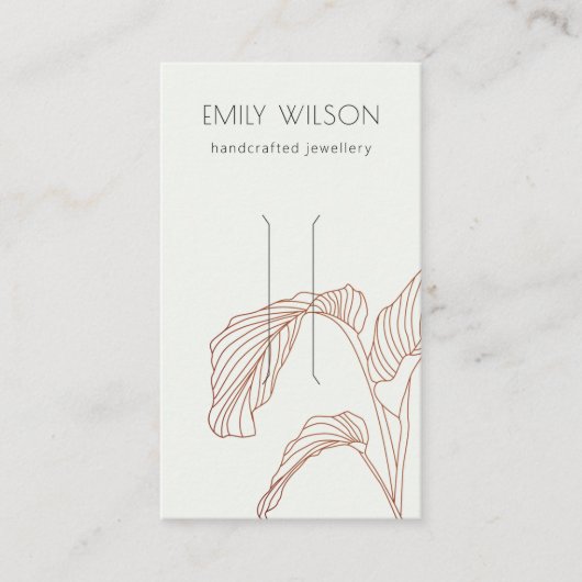 テラコッタパームリーフィスケッチヘアクリップディスプレイ 名刺 (正面)