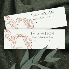 テラコッタパームリーフスケッチスタッドイヤリングディスプレイ スキニー名刺