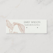 テラコッタパームリーフスケッチスタッドイヤリングディスプレイ スキニー名刺 (正面)