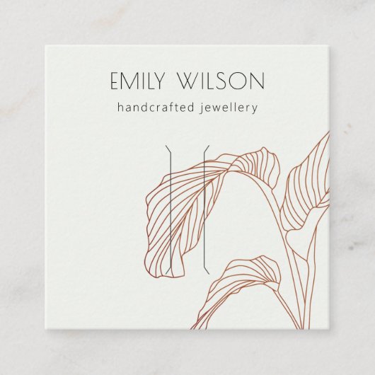 テラコッタパームリーフスケッチヘアクリップディスプレイ スクエア名刺 (正面)