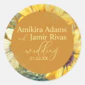 テラコッタヒマワリ結婚ズワイルドフラワー ラウンドシール (正面)