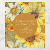 テラコッタヒマワリ結婚ズワイルドフラワー ワインラベル (シングルラベル)