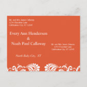 テラコッタビクトリアンフローラダマスク日付を保存 案内ポストカード (裏面)