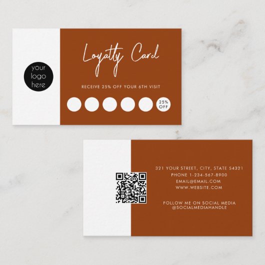 テラコッタビジネスロゴQRコードロイヤリティ 名刺 (正面/裏面)