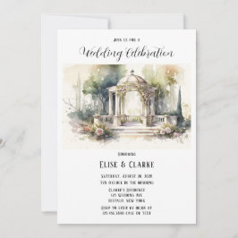 テラコッタピンクボタニカルフローラ結婚屋外 招待状