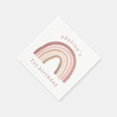 テラコッタピンクボホレインボー誕生日 スタンダードカクテルナプキン (角)