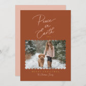 テラコッタピンク平和オンアースの台本モダン写真 シーズンカード (正面/裏面)