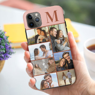 テラコッタピーチの7枚フォトコラージュ モノグラム入り iPhone 11 PRO MAXケース