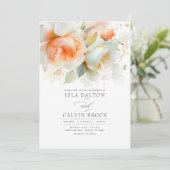テラコッタピーチアンドホワイトフラワーズボホ結婚ーズ 招待状 (スタンド正面)