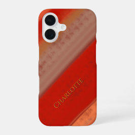 テラコッタピーチストライプ オーダーネーム  iPhone 16ケース
