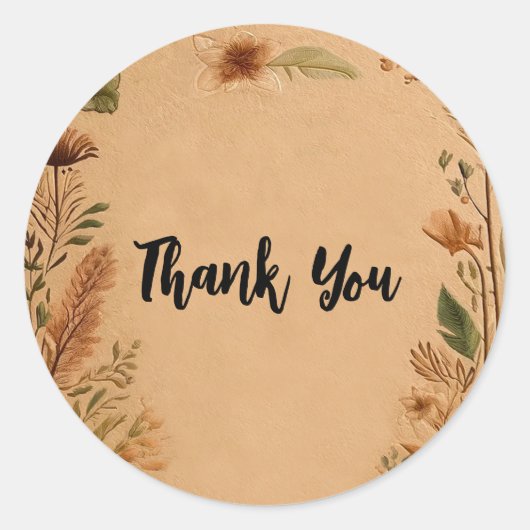 テラコッタピーチプレス花ボホ結婚ズ ラウンドシール (正面)