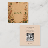 テラコッタピーチプレス花ボホ詳細 スクエア名刺 (正面/裏面)
