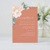 テラコッタピーチ金ゴールドフローラ結婚ズアコモデーション エンクロージャーカード (スタンド正面)