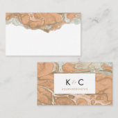 テラコッタピーチ&ミントミニマリストフラット座席表 名刺 (正面/裏面)