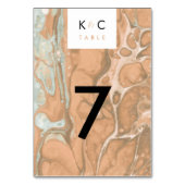 テラコッタピーチ&ミントミニマリストマーブル テーブルナンバー (裏面)