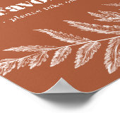 テラコッタファーンリーフボタニカル結婚式の引き出物サイン ポスター (角)