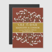テラコッタフィールド花の結婚式の日付を保存 マグネット招待状 (正面/裏面)