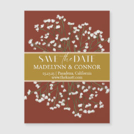 テラコッタフィールド花の結婚式の日付を保存 マグネット招待状