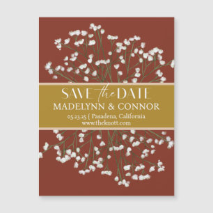 テラコッタフィールド花の結婚式の日付を保存 マグネット招待状