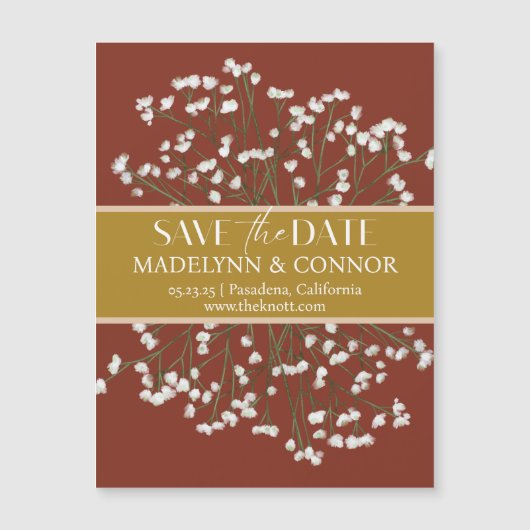 テラコッタフィールド花の結婚式の日付を保存 マグネット招待状 (正面)
