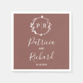 テラコッタフェイクフォイルモノグラム結婚のナプキン スタンダードカクテルナプキン