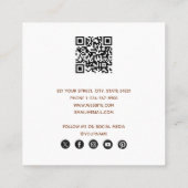 テラコッタフォトグラファーQRコードソーシャルメディア スクエア名刺 (裏面)