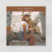 テラコッタフォトグラファーQRコードソーシャルメディア スクエア名刺 (正面)