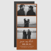 テラコッタフォトストリップ結婚式の日付を保存 (正面/裏面)