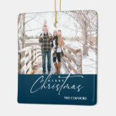 テラコッタフォトメリークリスマススクリプトファミリー セラミックオーナメント (左)