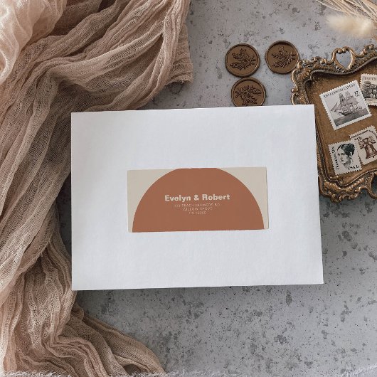テラコッタフォーマルミニマル結婚リストアーチズリターン ラベル