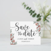 テラコッタフラワーの結婚式の事前お知らせ ポストカード (スタンド正面)
