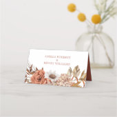 テラコッタフラワーアレンジメント秋の結婚式 プレイスカード (裏面)