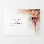 テラコッタフラワーズパンパスグラス結婚ズ 三つ折り招待状 (カバー)