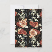 テラコッタフラワーズブラックウェディングRSVP 出欠カード (裏面)